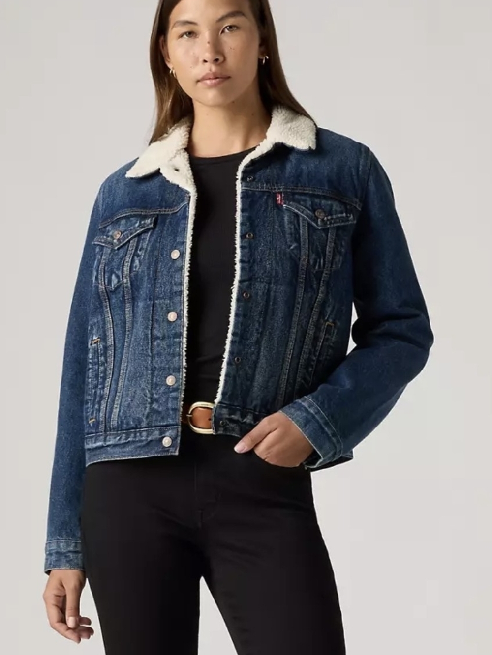 Levi's Dark Blue Denim Sherpa Collar Jacket